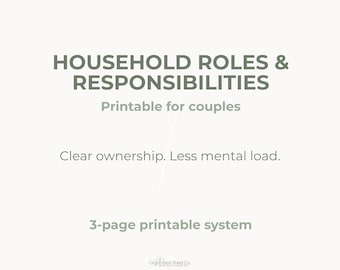 Household Roles Responsibilities | Couples Chore & Task Planner | Shared Responsibilities Printable