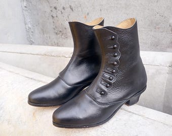Viktorianische knöpfte Ankle Boots | Handgefertigte Lederstiefel von Maalocraft | Vintage Stil des 19ten Jahrhunderts | Kundenspezifische Größen verfügbar
