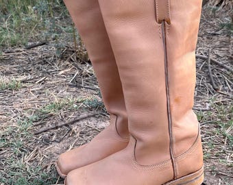 "Handgemachte ""Bürgerkrieg"" Kavallerie Stiefel - Handgefertigtes Korn Rindsleder, Historisches Reenactment Genaues Schuhwerk."