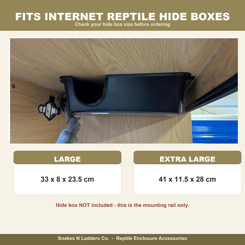 Fits Internet Reptile hide boxes Large 33x8x23.5cm and XL 41x11.5x28cm, box not included