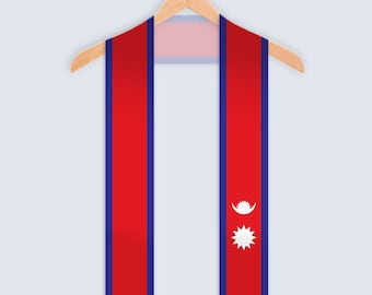 Nepal Flag Graduation Sash | Nepali Heritage Stole, Embroidered Satin