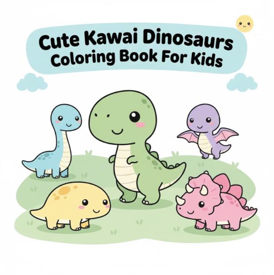 Cute Dinosaurs Coloring Book for Kids – Printable PDF, 20 Pages ...
