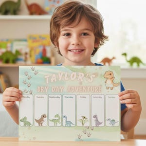 Editable Dinosaur Potty Training Reward Chart, Weekly Printable (Instant Download)