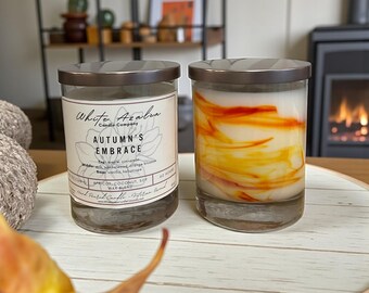Autumn's Embrace - 9.5 oz Candle - Coconut, Apricot, Soy Wax Blend - 60 Hour Burn Time