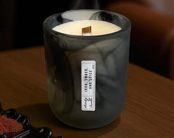 Iron, Ember, and Spice - 10 oz Candle - Coconut, Apricot, Soy Wax Blend - 60 Hour Burn Time