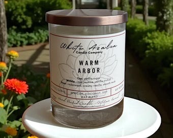 Warm Arbor - 9.5 oz Candle - Coconut, Apricot, Soy Wax Blend - 60 Hour Burn Time