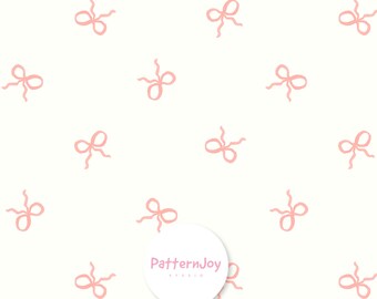 Patrón sin costuras de lazo de acuarela, papel digital con cinta rosa suave, fondo de diseño de superficie minimalista estilo cottagecore