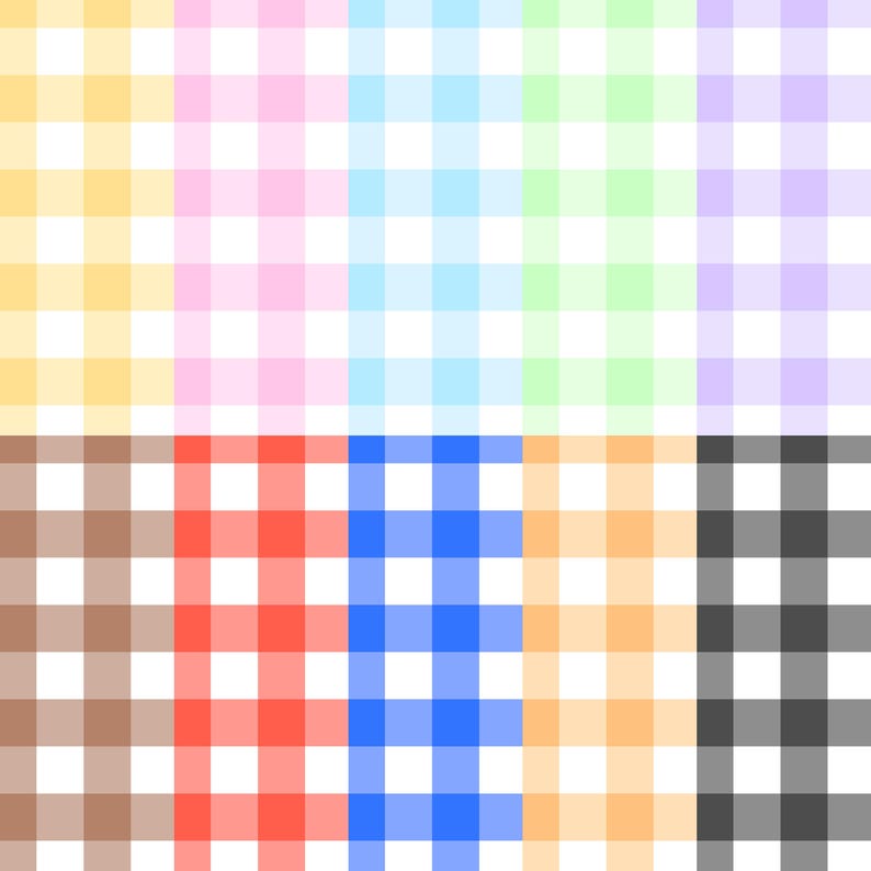 Pastel Gingham Seamless Pattern Bundle, 10 Colors Checkered Digital ...
