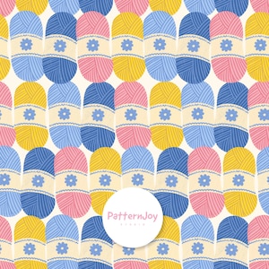 Blue Yarn Seamless Pattern, Knitting Digital Paper, Wool Surface Pattern, Cute Craft Fabric Design, Scrapbook Background PNG