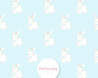 Easter Bunny Seamless Pattern Blue – Soft Pastel Rabbit Print for Baby Fabric, Nursery Decor, Spring Design