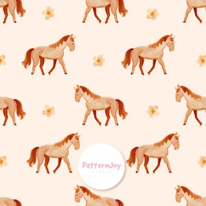 Western Horse Seamless Pattern, Vintage Watercolor Farm Animal Digital Paper, Rustic Equestrian Print