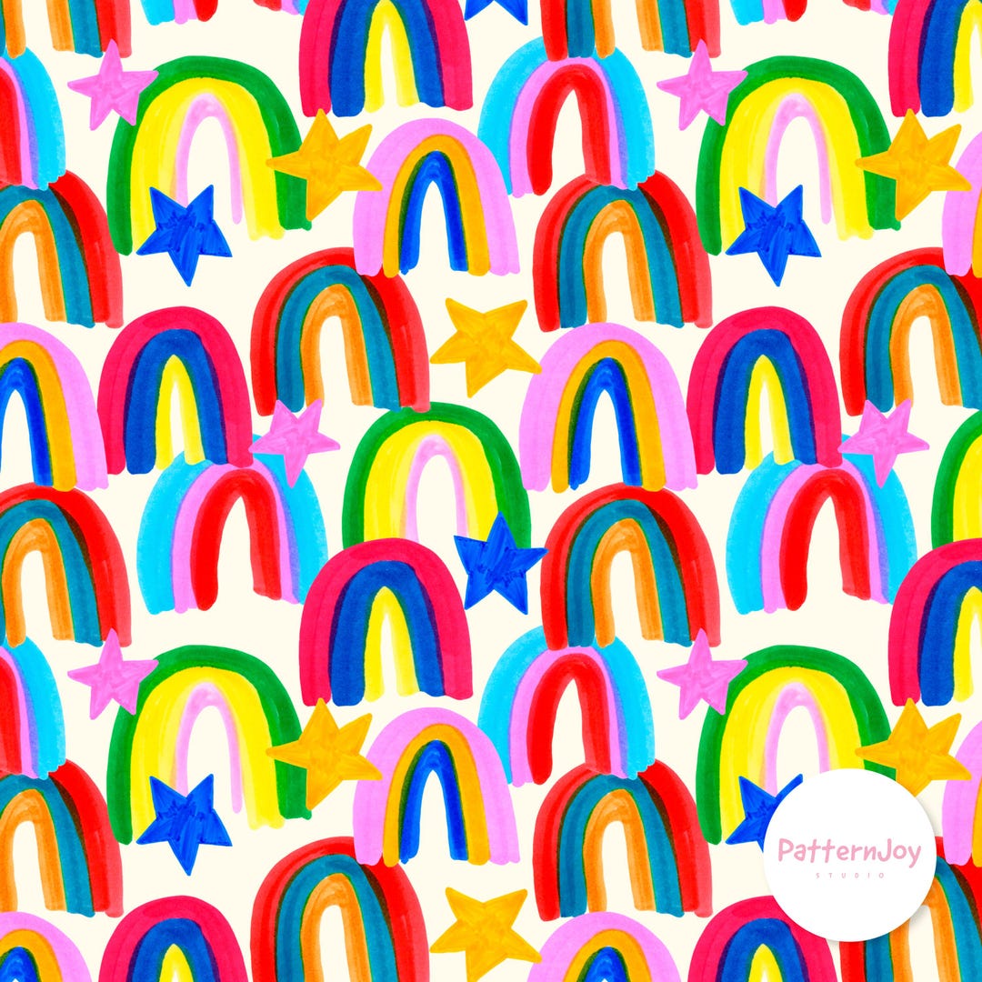 Colorful Children Patterns Colorful Kids Pattern With Rainbows and Stars, Colorful PNG Digital ...
