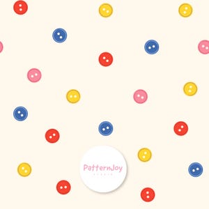 Colorful Buttons Seamless Pattern, Sewing Digital Paper, Cute Craft Surface Pattern, Polka Dot Button Print, Scrapbook Background PNG