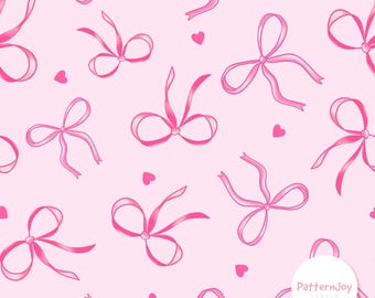 Pink Bow Seamless Pattern | Coquette Bows Illustration | Girly Romantic ...