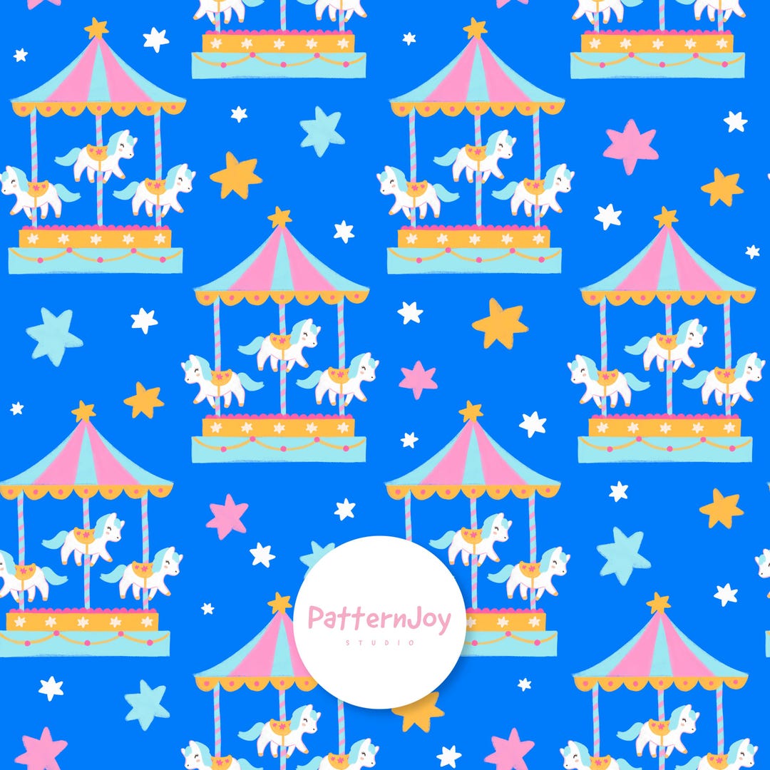 Cute Carousel Seamless Pattern Merry Go Round Horses Kids Nursery ...