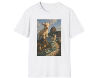 T-shirt enjoué de peinture de bébé chèvre | Art vintage des animaux de la ferme