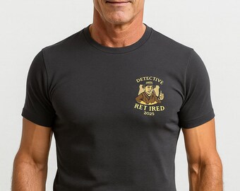 Retired Detective Illustration T-shirt | Vintage Badge, Sleuth Graphic