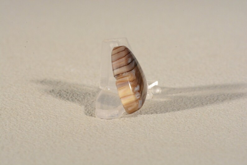 Ring Cabochon Hells Canyon Herringbone Petrified Wood Handcrafted USA Natural Gemstone.