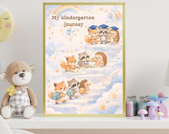 Bosdieren kleuterschool afstuderen print, aquarel kinderkamer decor (fysieke print)