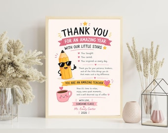 Grappig cadeau leraar, poster bedankje leraar, gepersonaliseerde waarderingsprint, eindejaarscadeau, leuke klasposter