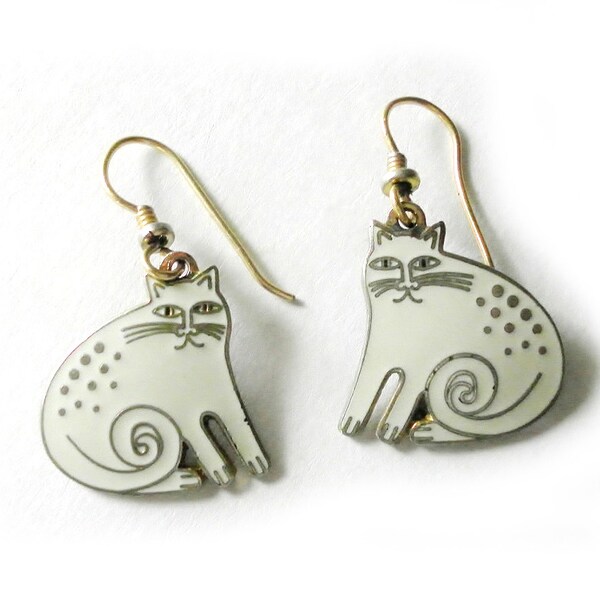 Vintage Laurel Burch Designer Earrings - "Keshire Cats"
