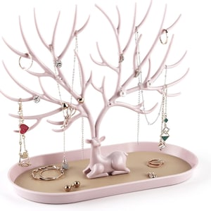 Deer Antler Jewelry Display Stand, Plastic Organizer Holder, Ring Bracelet Necklace Tower