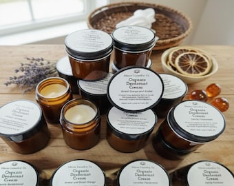 Natural Deodorant Cream: Aluminum Free, Sensitive Skin, Vegan, Essential Oil Scented (2oz)