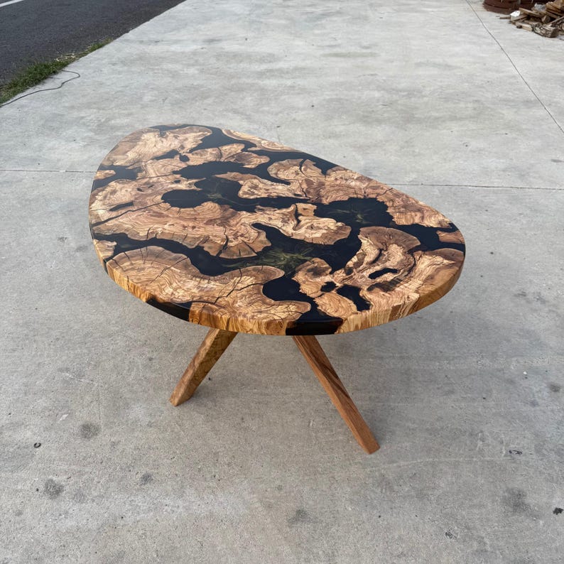 NilWoodworkLLC handmade olive wood epoxy furniture — custom made to order