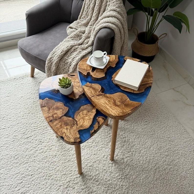 Live Edge Olive Wood Surface with Clear Epoxy Detail