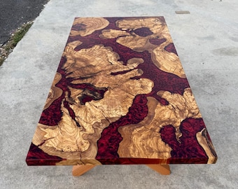 Table de salle à manger en époxy avec pieds en bois, table en résine Live Edge : meubles modernes en bois massif