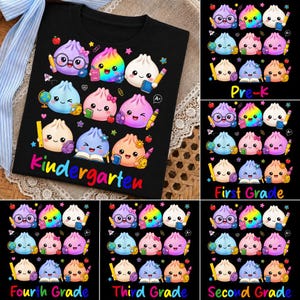 Back to School PNG Bundle, Glitter Dumpling School Bundle Pre-K Kindergarten First Second Third Fourth Grade Shirt Design Kawaii Sublimation