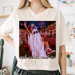 Summerween PNG, Red White and Boo Png, Spooky 4 juli-sublimatie, Haunted 4 juli, Summerween Ghost digitale download