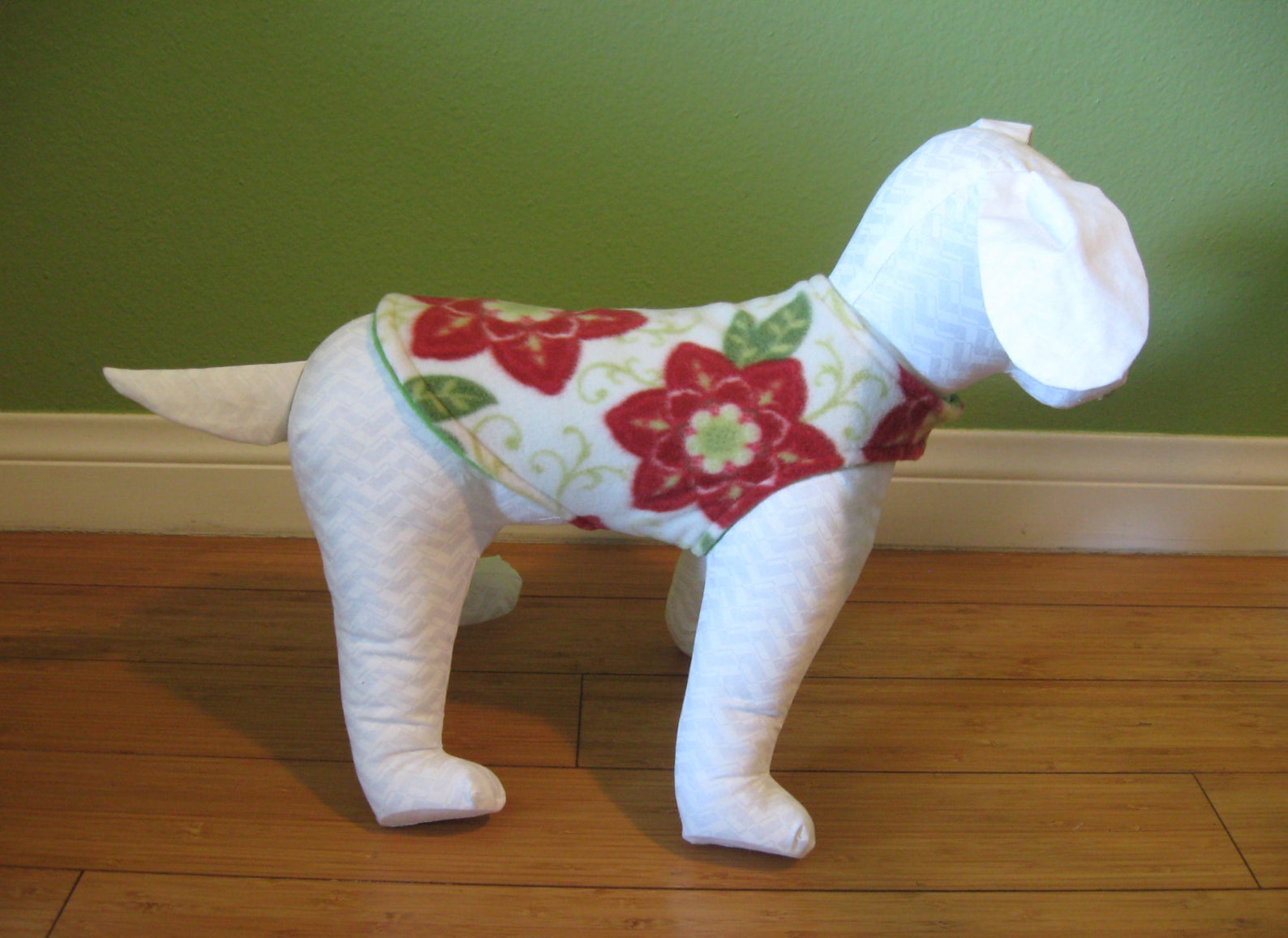 Extra Small Dog Coat XS Dog Jacket Red Green and Ivory Etsy