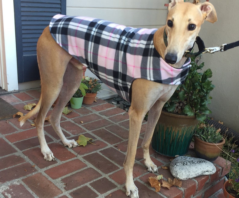 Greyhound Coat XL Dog Coat Pink and Black Plaid Fleece Etsy