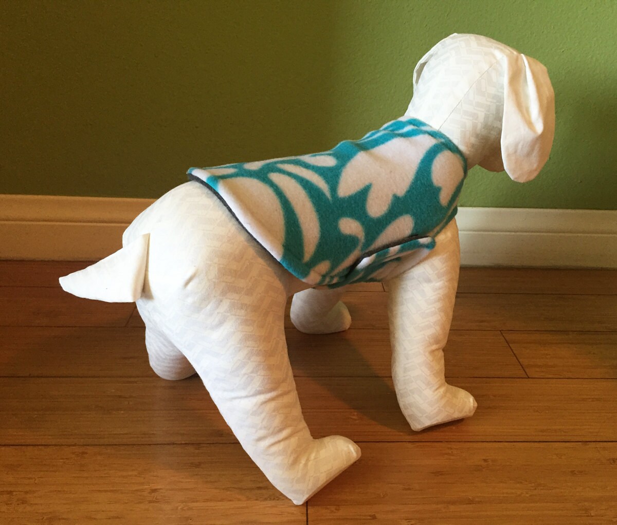 Fleece Dog Coat Extra Small Dog Jacket Aqua Blue and White Etsy