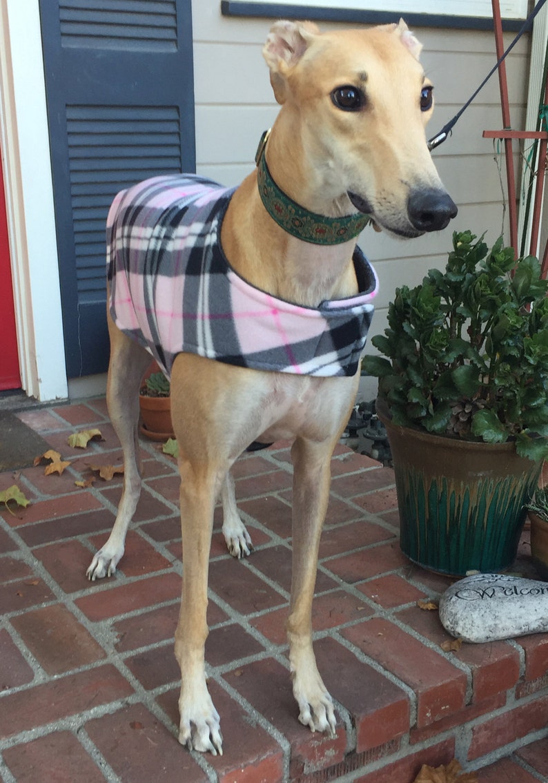 Greyhound Coat XL Dog Coat Pink and Black Plaid Fleece Etsy