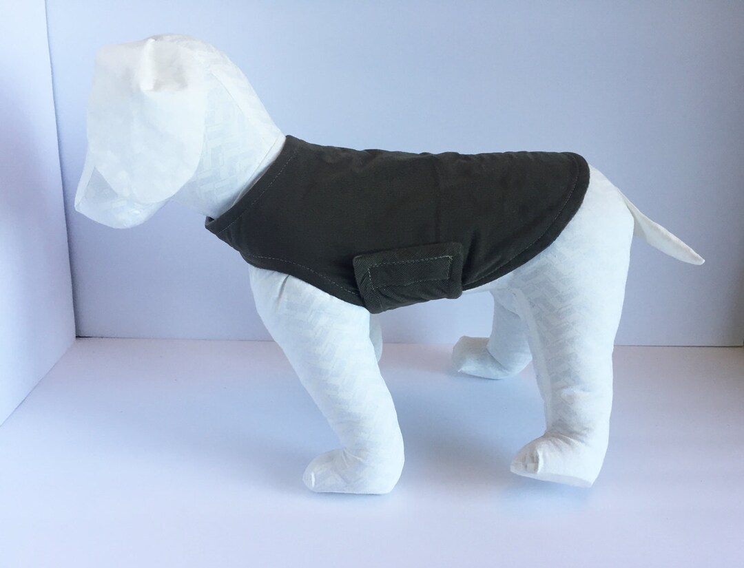 Extra Small Dog Coat XS Fleece & Corduroy Dog Jacket XS Dog Coat Olive