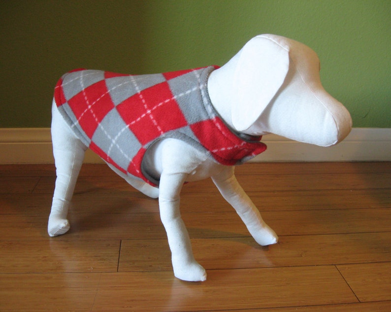 Fleece Dog Coat Extra Small Dog Jacket Gray Redorange Etsy