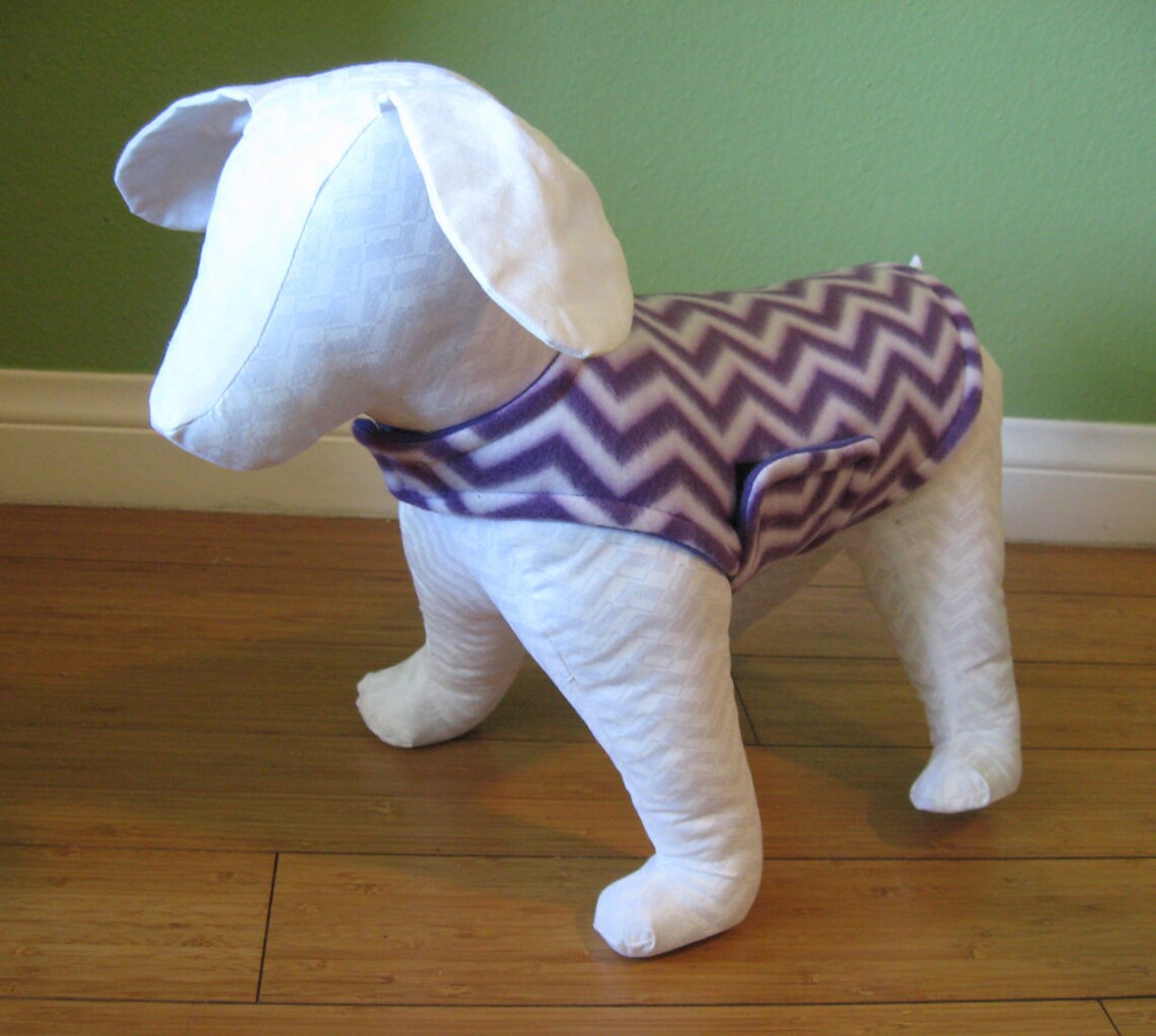 Fleece Dog Coat Extra Small Dog Jacket Purple and White Etsy