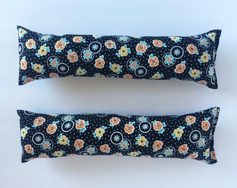 Kitty Kicker, Cat Toy, Catnip Toy, Cat Kicker, Black, Orange, Yellow, White, and Aqua Vintage Inspired Floral Cotton