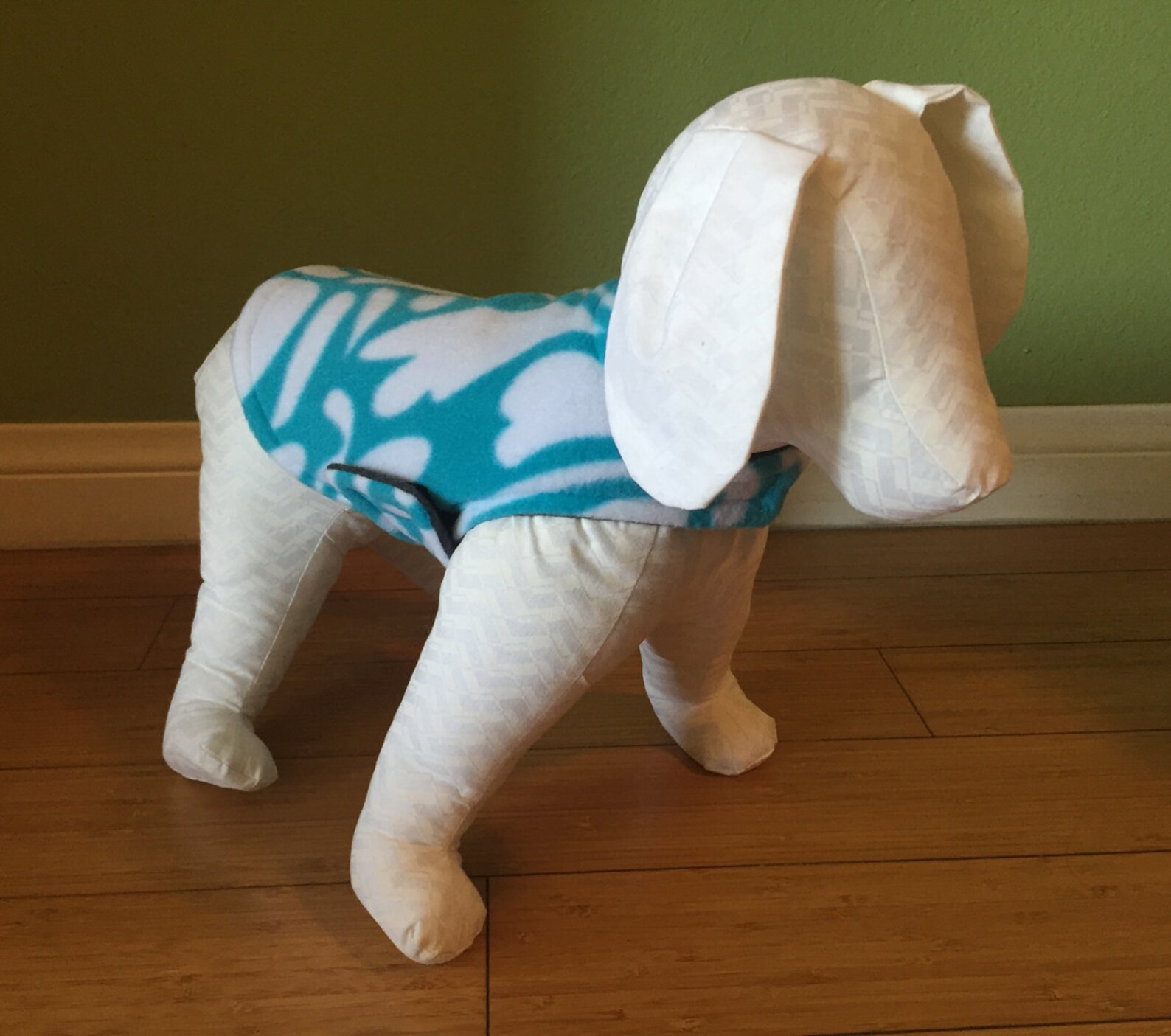 Fleece Dog Coat Extra Small Dog Jacket Aqua Blue and White Etsy