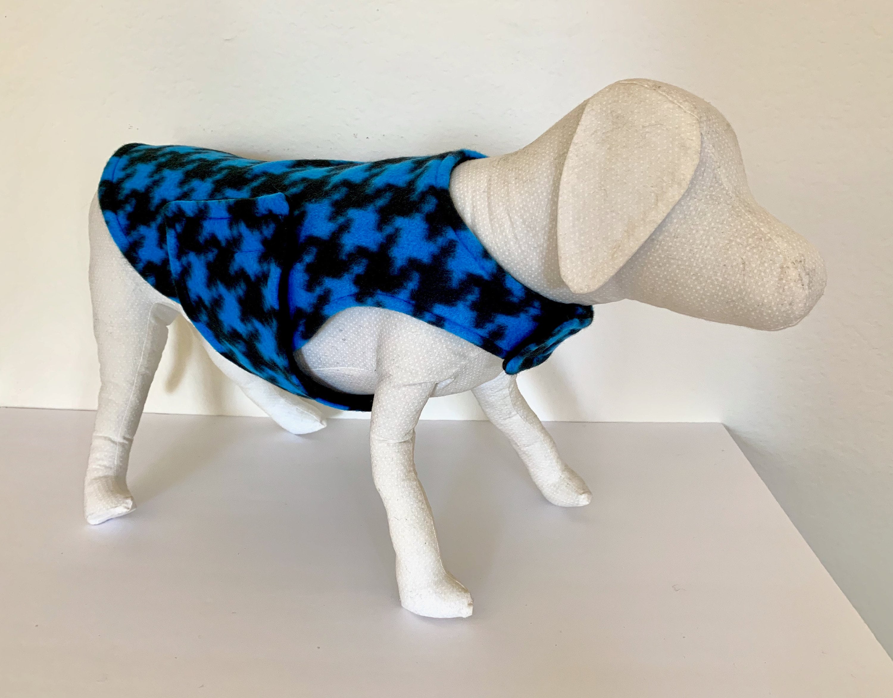 Fleece Dog Coat Small Dog Jacket Aqua Blue and Black Etsy