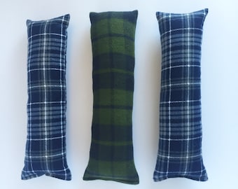 Kitty Kicker | Cat Toy | Catnip Toy | Cat Kicker | Navy Blue, Gray and White Plaid or Green and Navy Plaid Flannel