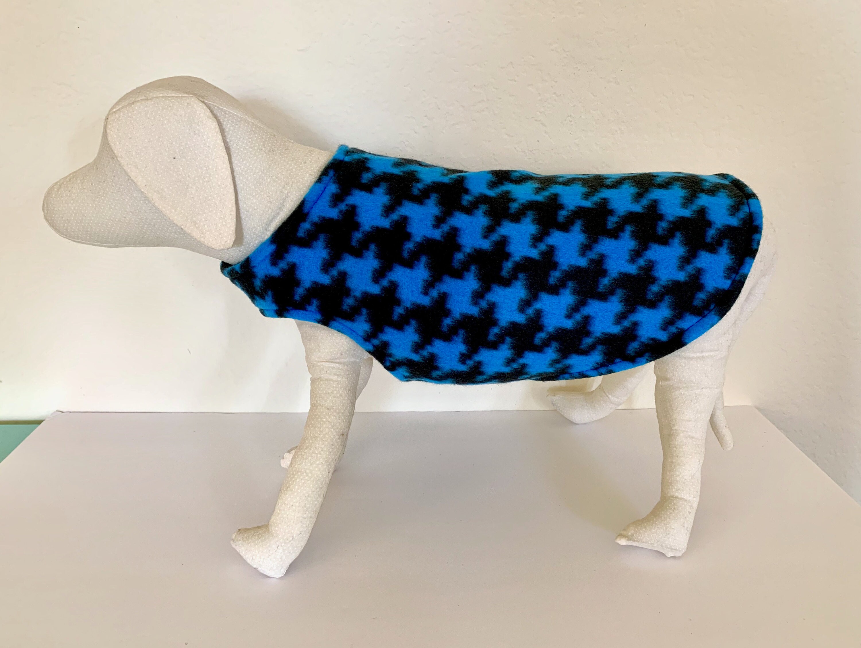 Fleece Dog Coat Small Dog Jacket Aqua Blue and Black Etsy