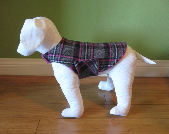 Fleece & Flannel Dog Coat Extra Small Pink Gray Black and Etsy