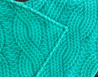 Greyhound Coat | XL Dog Jacket | Big Dog Coat | Mint Green Cable Knit Print Fleece with Mint Green Fleece Lining