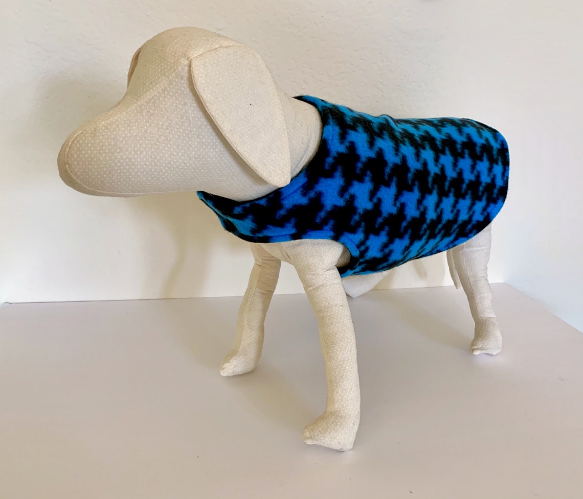 Fleece Dog Coat Small Dog Jacket Aqua Blue and Black Etsy