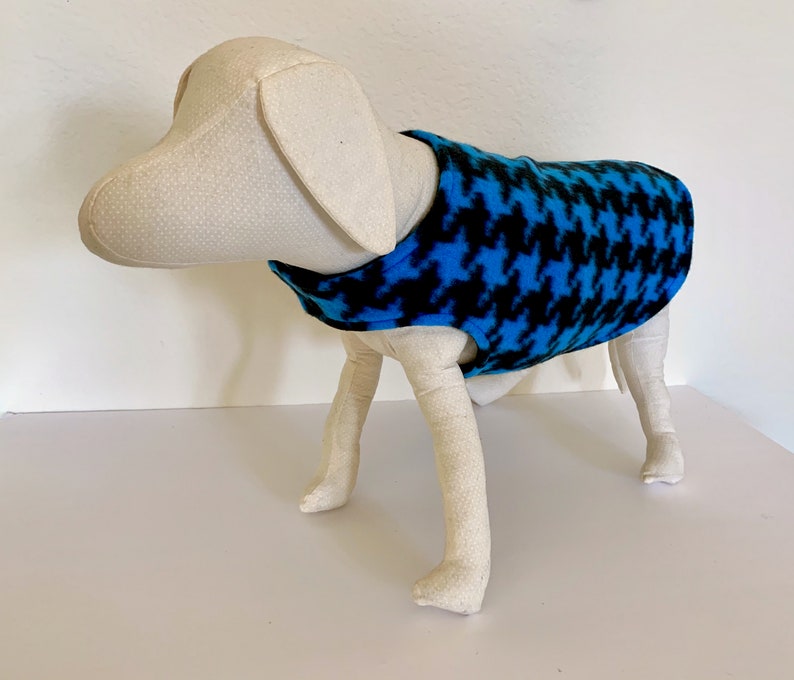 Fleece Dog Coat Small Dog Jacket Aqua Blue and Black Etsy