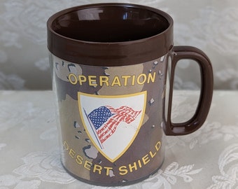 Vintage Thermo-Serv Mug Operation Desert Shield made in USA coffee cup military