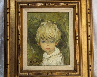 Christl Hansen "Blond Boy" Big Eye Blonde Boy Retro Framed Painting